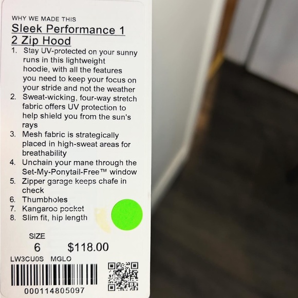 BRAND NEW - HOODED - LULULEMON - slick performance one- 2 ZIP HOOD - Picture 3 of 4